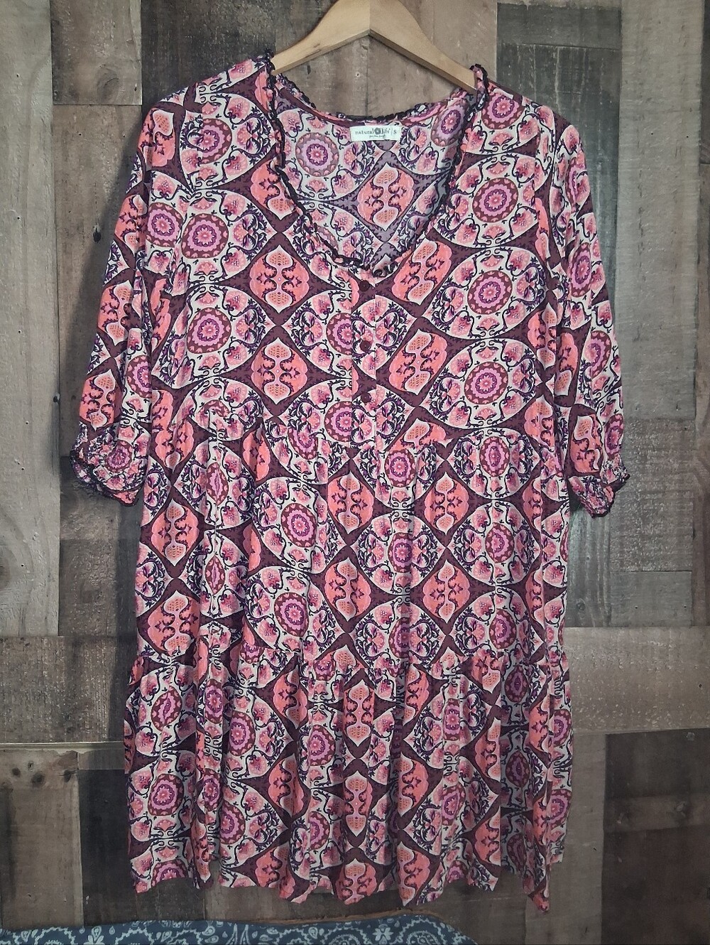 Natural Life Baby-Doll Mini Dress Floral Boho Size Small